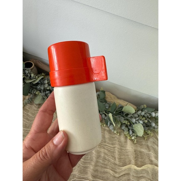 1970's Fisher Price play Thermos 638 container lunch box cup bottle orange white - Picture 7 of 7